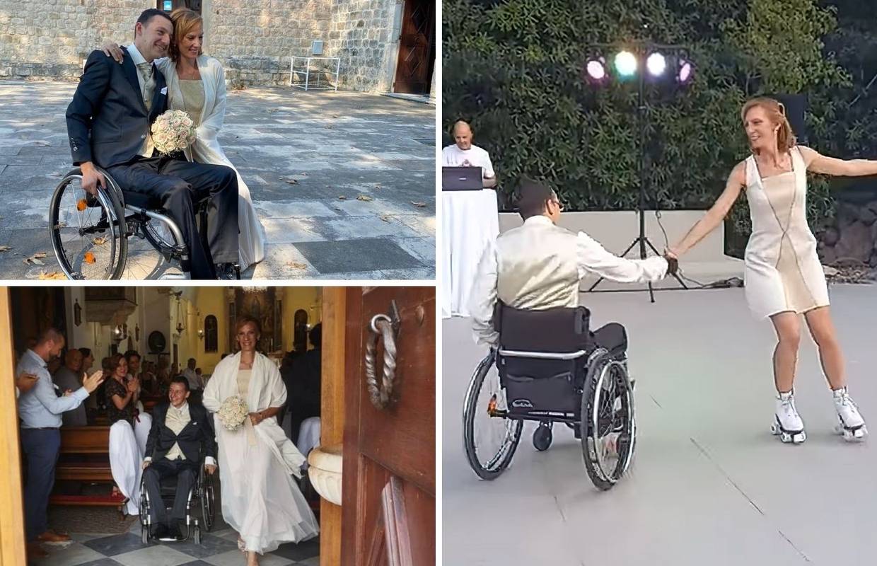 U brak uplesali na kotačima, on u kolicima, ona na rolama: 'Naš ples smo vježbali od travnja'
