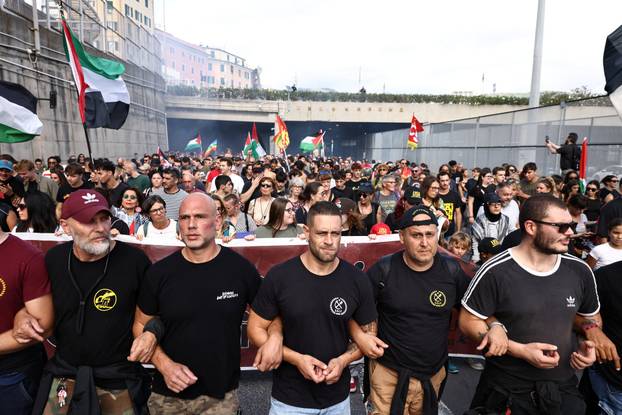 Strike near the port of Genoa as part of a nationwide "Let's Block Everything" protest, in Genoa