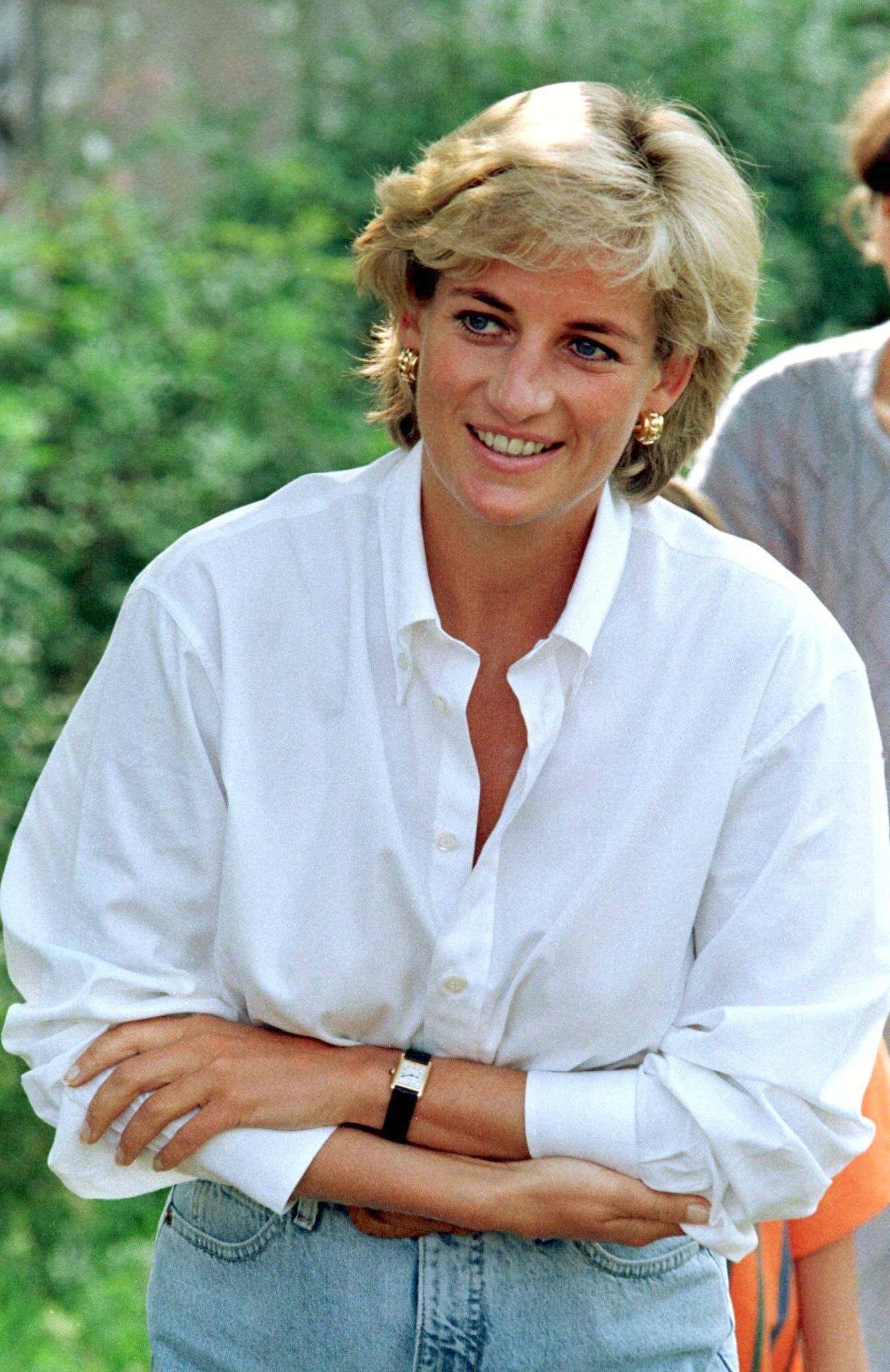 FILE PHOTO: Diana Princess of Wales smiles at an event held in support of land mine victims in Tuzla, Bosnia