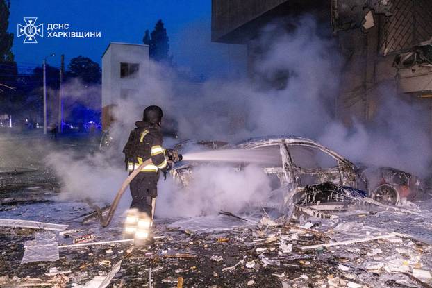 Aftermath of a Russian drone attack in Kharkiv