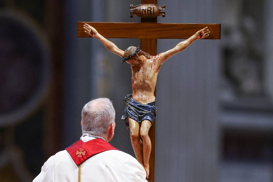 Good Friday Passion of the Lord service in St Peter's Basilica at the Vatican