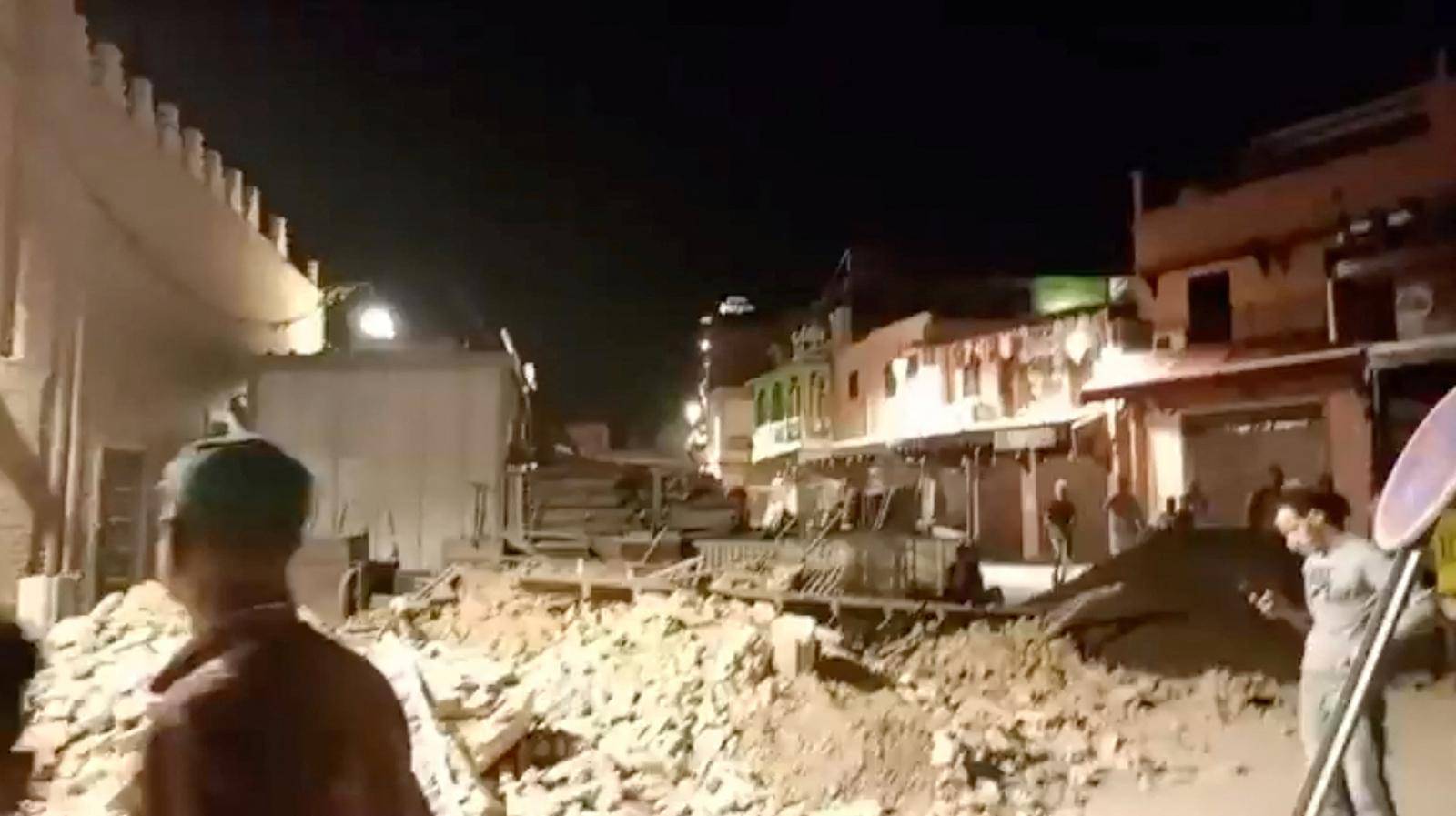 Aftermath of an earthquake in Morocco