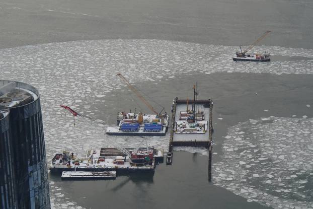 The Hudson River as seen from an observation deck at the Edge, at Hudson Yards in New York City