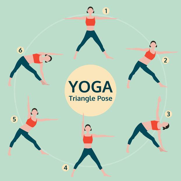 Triangle,Pose,,Yoga,Set,Illustration,,Yoga,Exercise,Vector