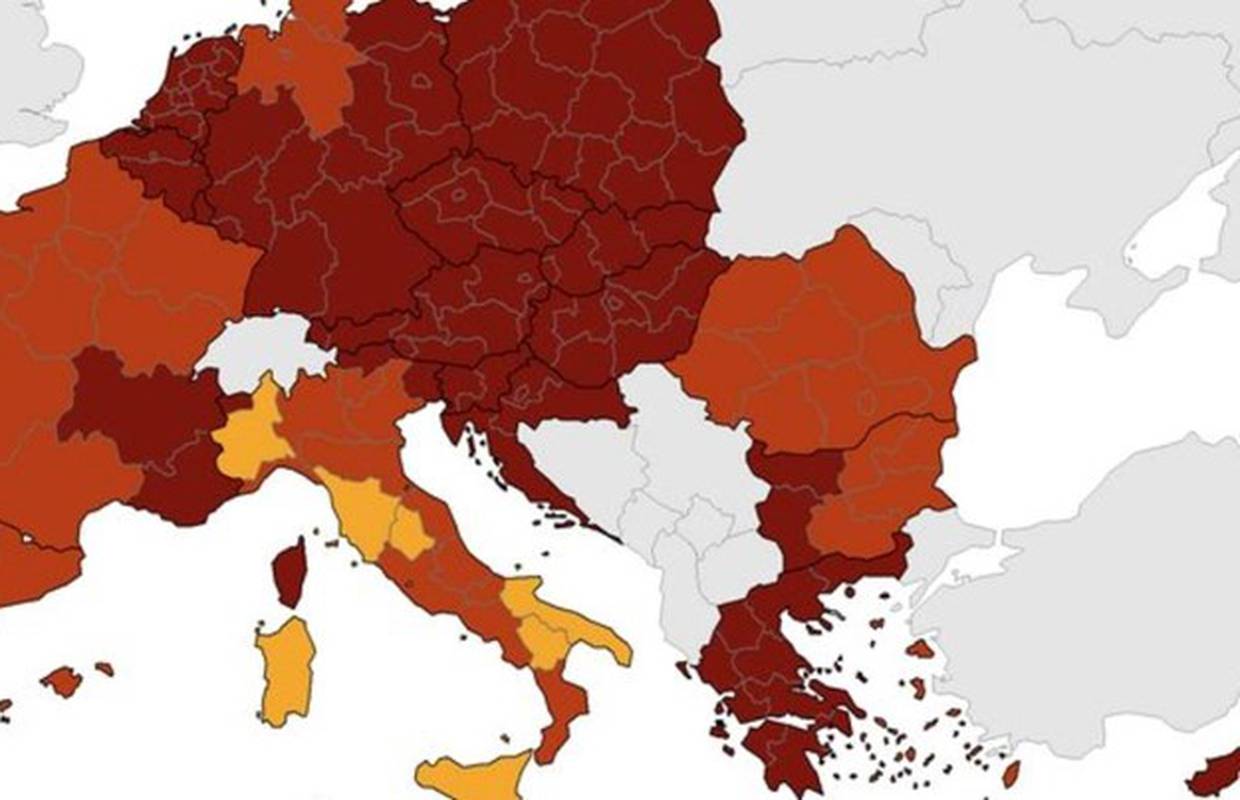 Nova koronakarta Europe: Hrvatska i dalje tamnocrvena, nijedna država nije zelena