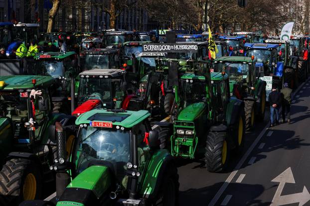 Farmers protest against a new regional government plan to limit nitrogen emissions, in Brussels