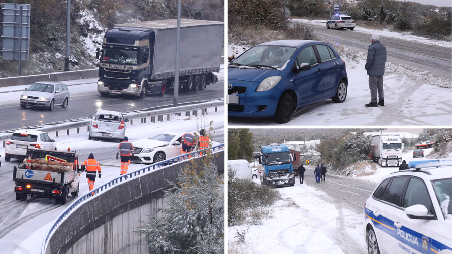 Mećava zabijelila zaleđe Splita, na autocestama brojne nesreće: 'Rijetko tko ima zimske gume...'
