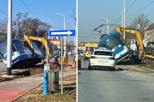 VIDEO Nesreća u Osijeku, micali su bager i udarili u tramvaj pun ljudi: 'Samo je ostao u zraku'