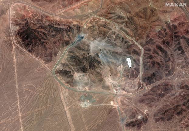 A satellite overview shows the Fordow Fuel Enrichment Facility near Qom