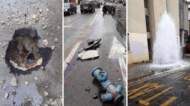 Izbio hidrant i smrskao auto: Vatrogasci podijelili fotografije