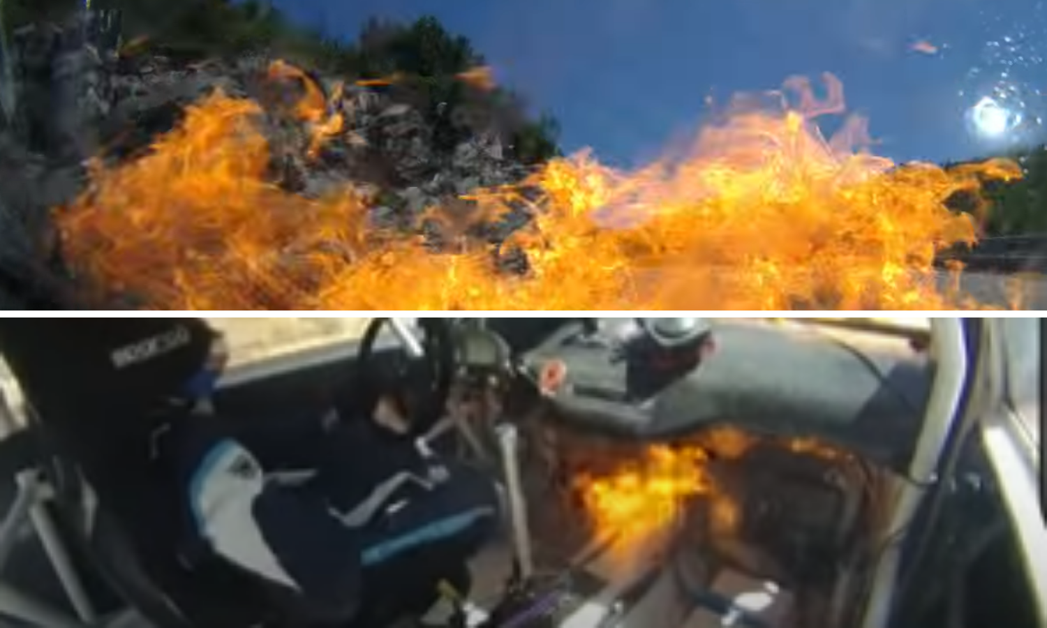 Drama u Kaštelima: Zapalio se auto na utrci, jedva se spasio...