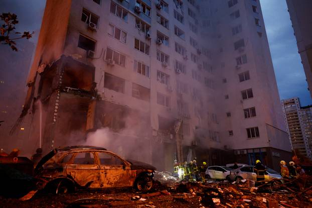 Aftermath of Russian missile and drone attack in Kyiv