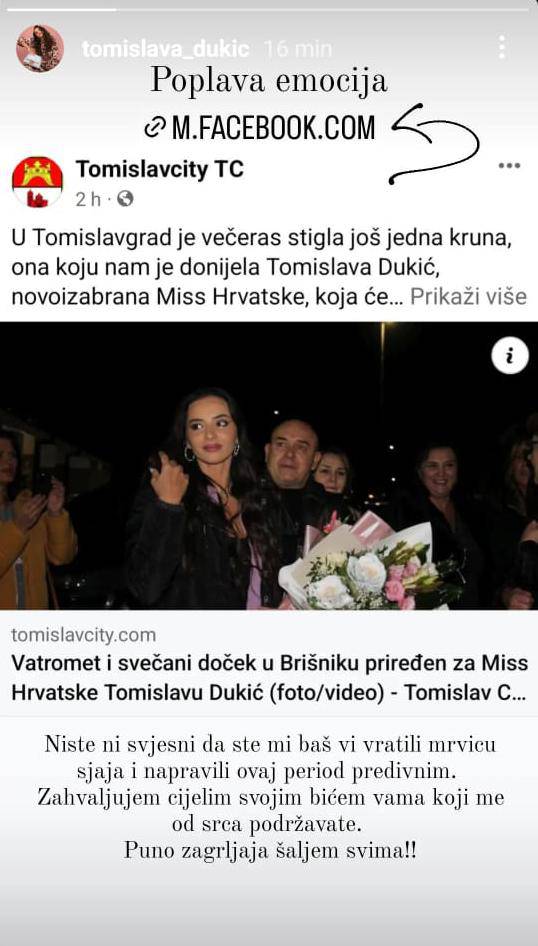 Miss Hrvatske u Tomislavgradu dočekali uz vatromet i pjesmu: 'Vi ste mi vratili mrvicu sjaja'