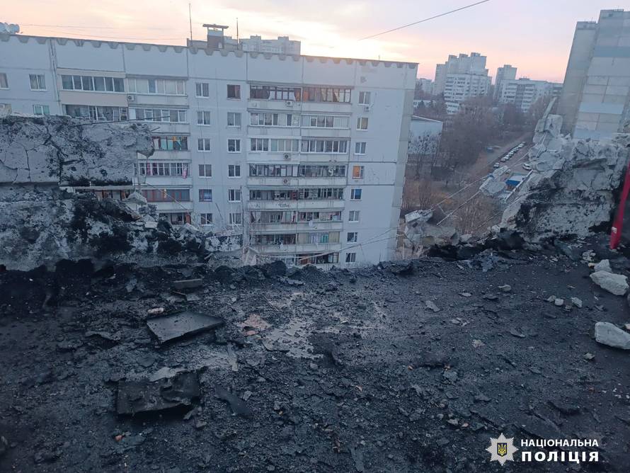 Aftermath of a Russian drone strike in Kharkiv