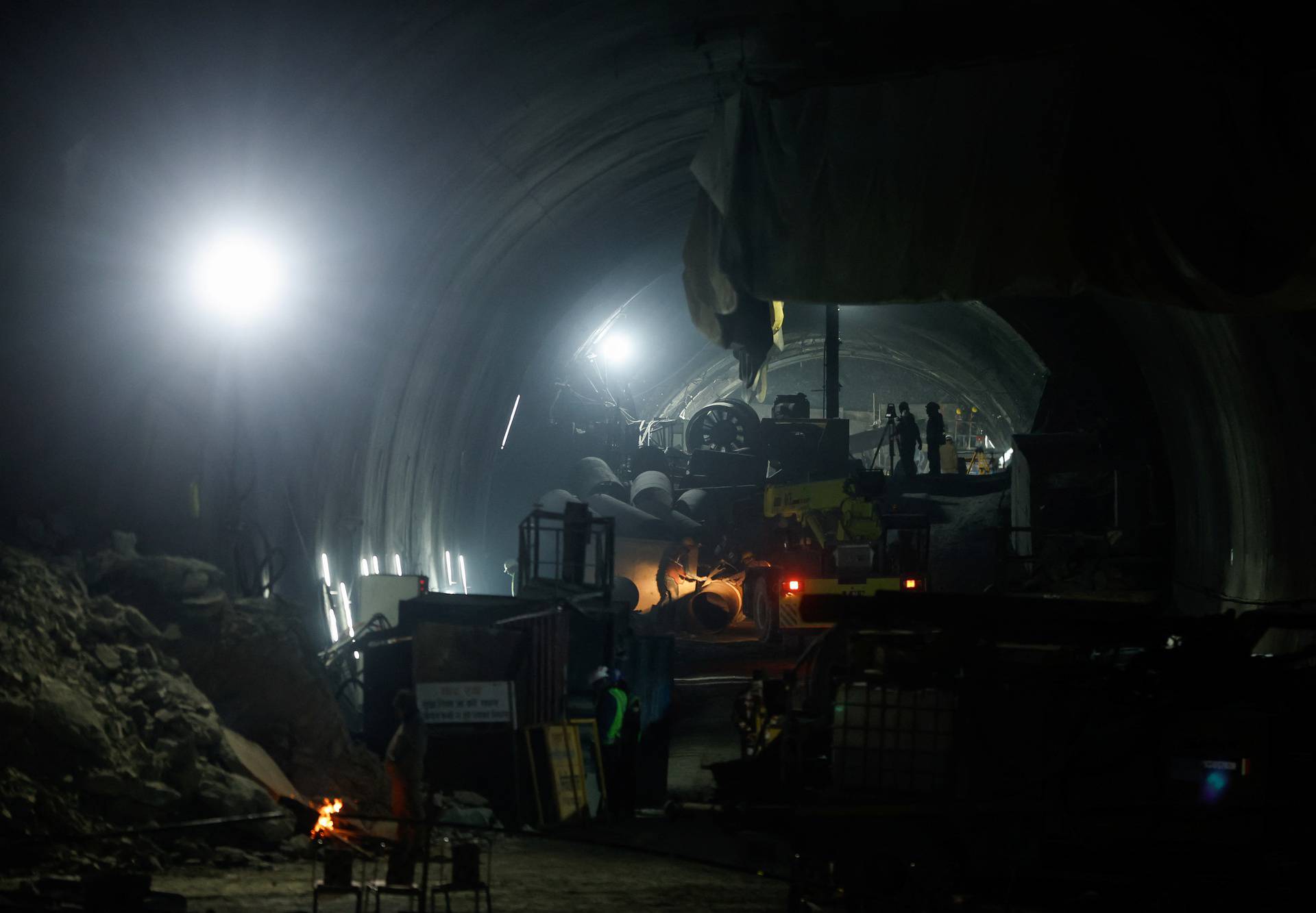 Rescue operations in progress after workers got trapped in a tunnel collapse, in Uttarkashi