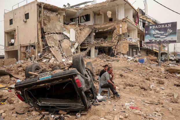 Site of an Israeli strike carried out before a 10-day ceasefire between Lebanon and Israel went into effect, in Tyre