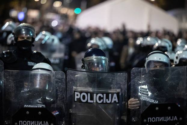 Protest near the Serbian parliament in Belgrade