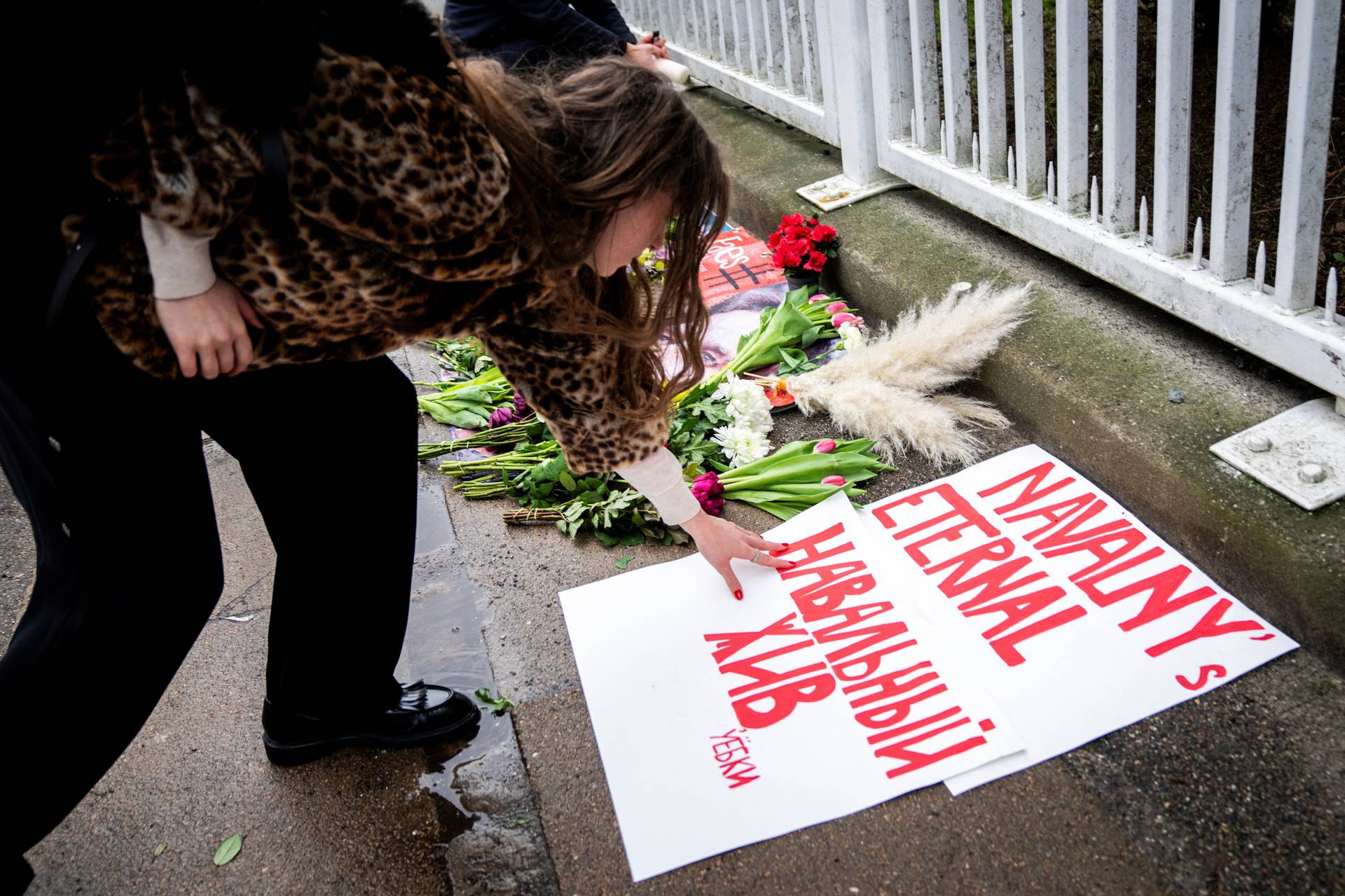 People gather in Copenhagen following the death of Alexei Navalny