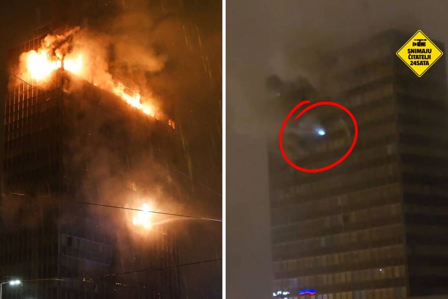 Početak požara u zgradi Vjesnika