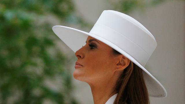 United States first lady Melania Trump visits the National Gallery of Art with her French counterpart Brigitte Macron in Washington