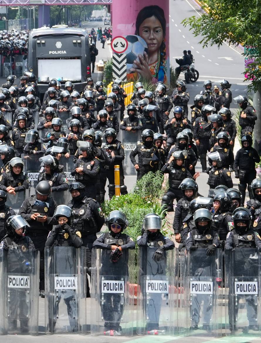 Protest march ahead of the opening match of the 2026 FIFA World Cup, in Mexico City