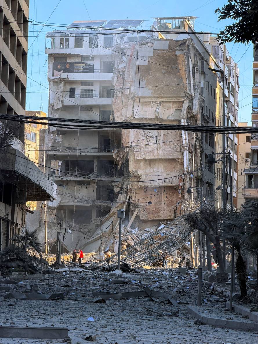 A view of a damaged building after an Israeli strike, following renewed hostilities between Hezbollah and Israel amid the U.S.-Israeli conflict with Iran