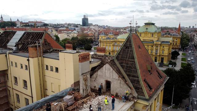Zagreb: Pogled iz zraka na mjesto gdje se urušio dio zgrade u Klaićevoj ulici 