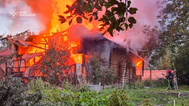 Aftermath of a Russian drone and missile attack in Lviv region