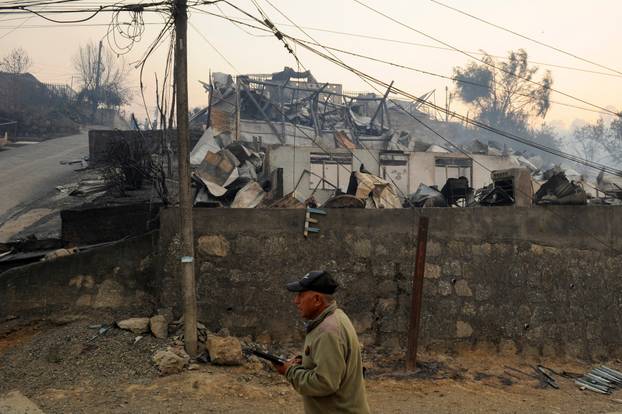 Wildfire burns in Chile