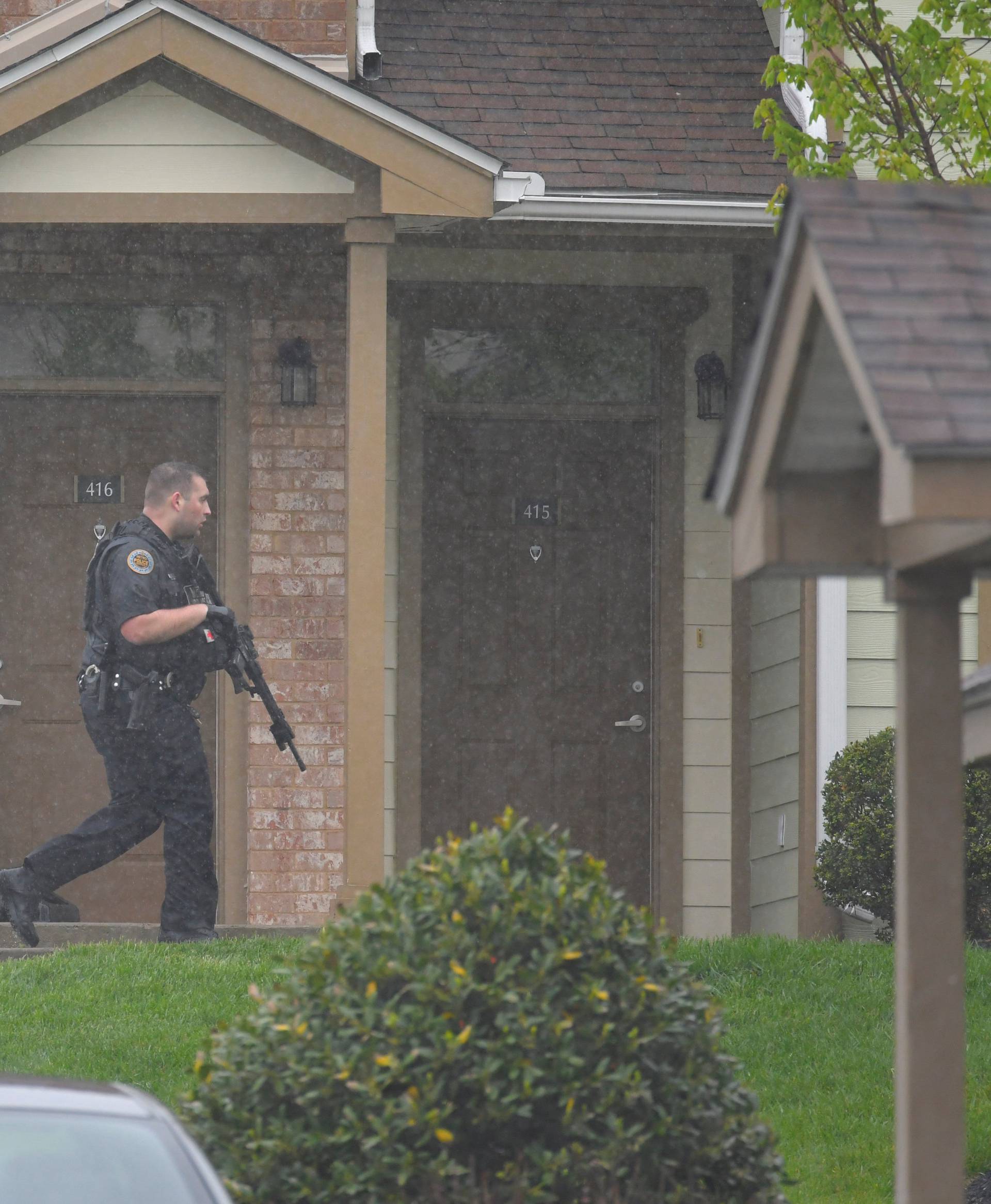 Metro Davidson County police search the apartment complex where Waffle House shooting suspect, Travis Reinking, reportedly lives near Nashville, Tennessee