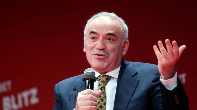 Former world chess champion Kasparov speaks as he opens Grand Chess Tour Superbet Rapid & Blitz Poland 2022 in Warsaw