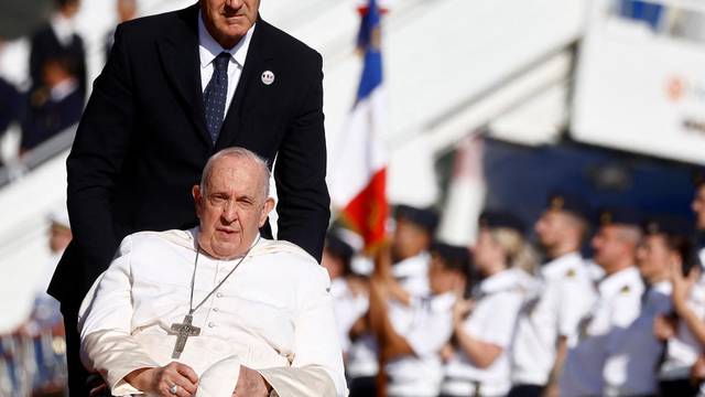 Pope Francis arrives at Marseille Airport