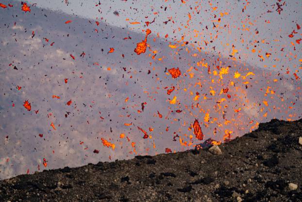 Lava rises on Mount Etna