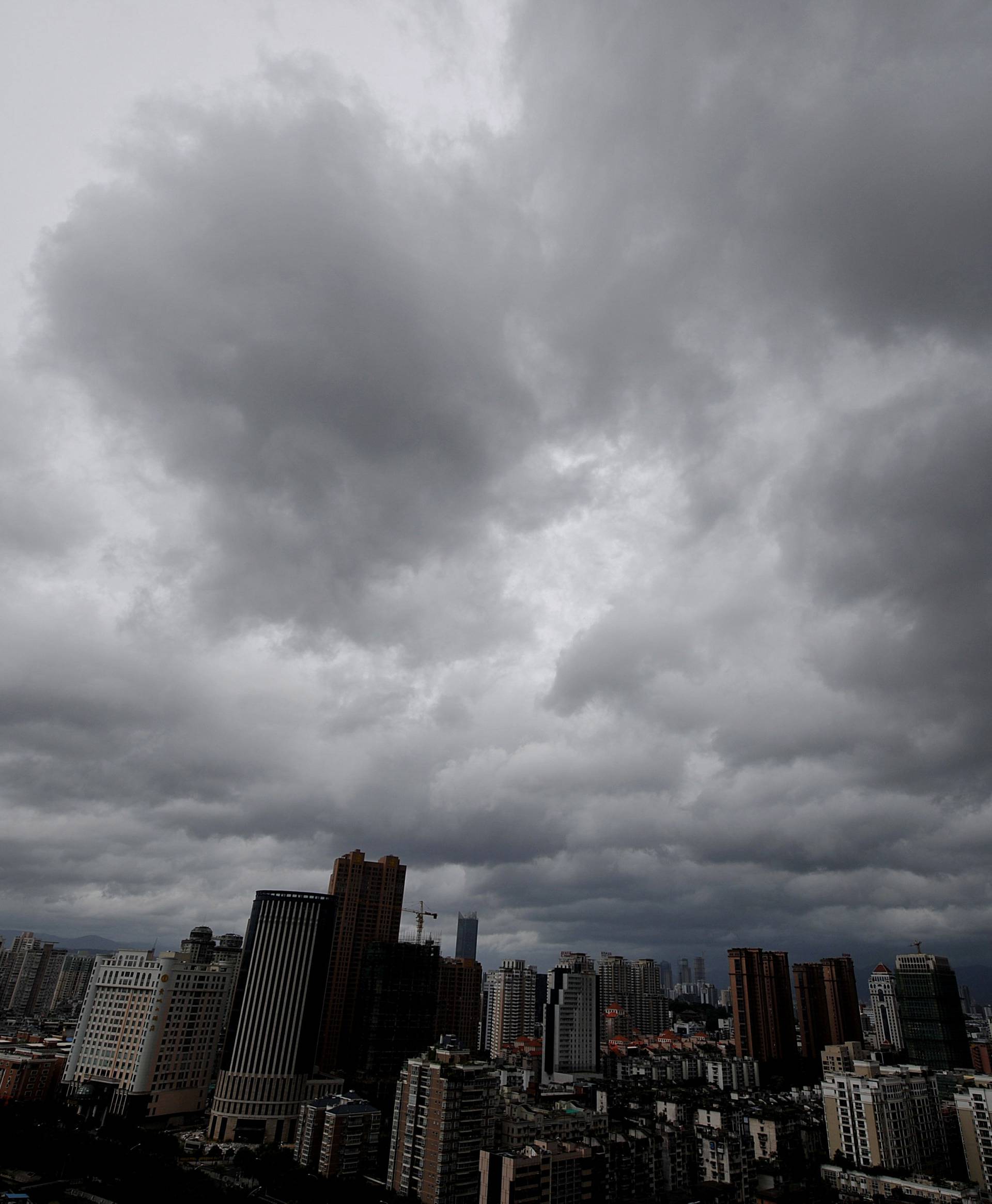 Clouds hover above the city as Typhoon Meranti approaches southeastern China, in Xiamen