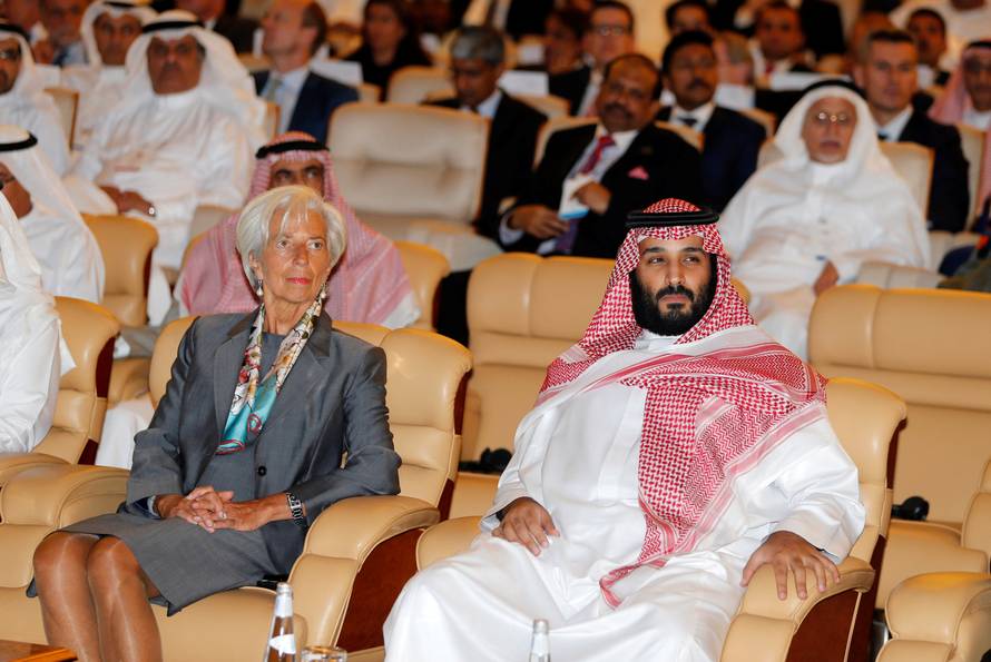 Saudi Crown Prince Mohammed bin Salman and Christine Lagarde, International Monetary Fund (IMF) Managing Director, attend the Future Investment Initiative conference in Riyadh