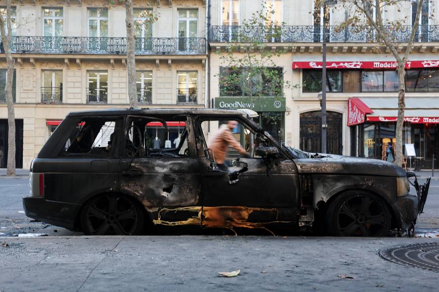 Aftermath of clashes during a national day of protests against the cost of living and rising fuel prices, in Paris