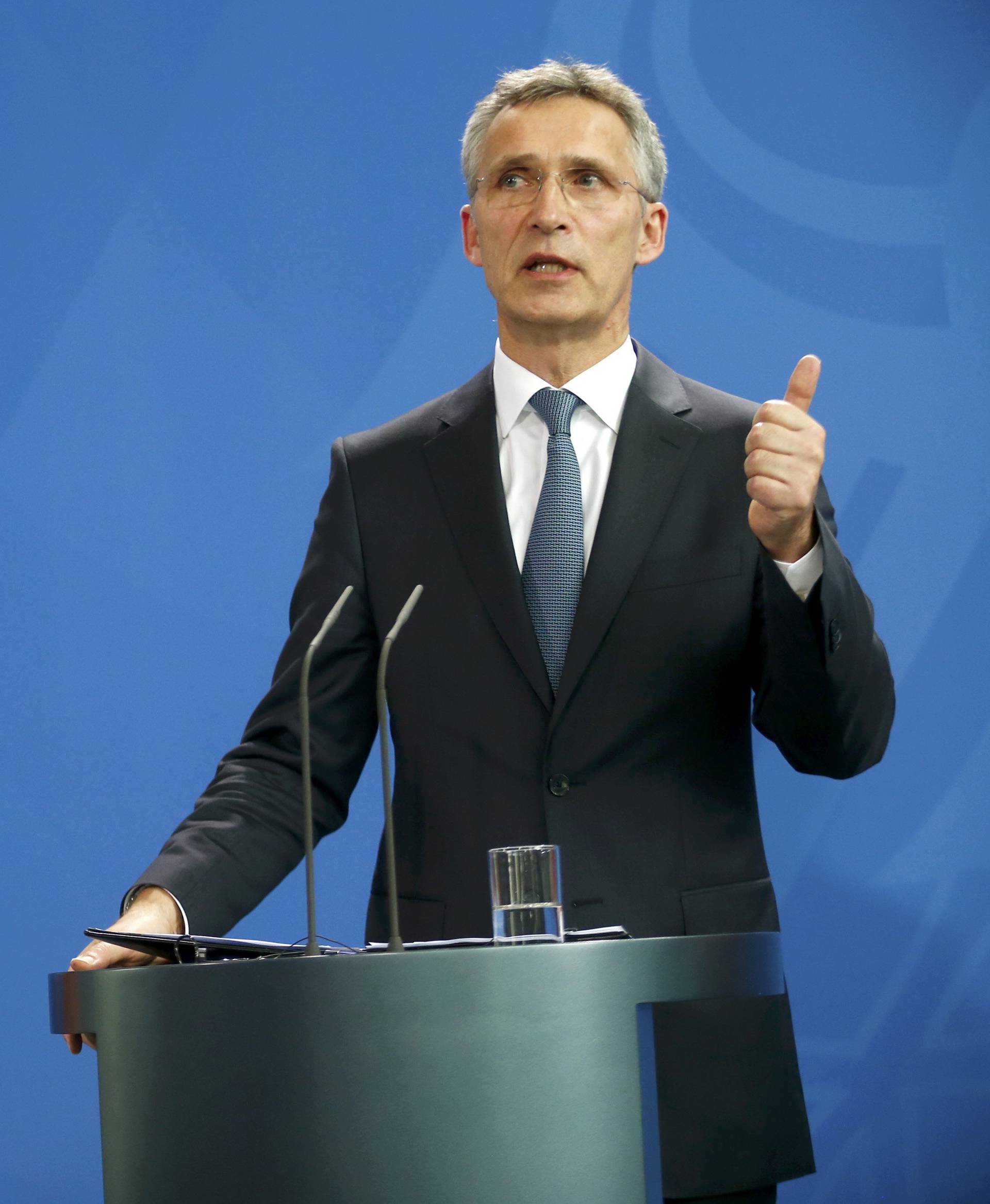  NATO Secretary-General Stoltenberg attends news conference in Berlin