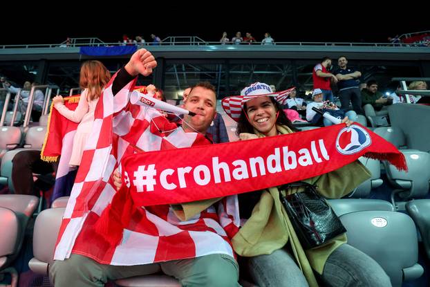 Atmosfera u Areni Zagreb prije početka susreta Francuske i Hrvatske na Svjetskom rukometnom prvenstvu 2025.