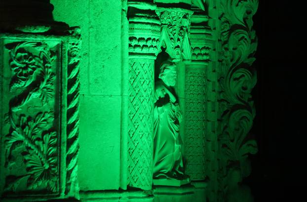 Šibenska katedrala u zelenom svijetlu povodom Svetog Patrika i Dana glaukoma