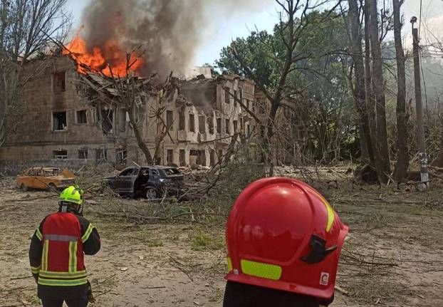 Aftermath of a Russian military strike in Dnipro