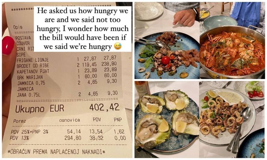 Turistkinja je na Hvaru platila večeru 402 eura pa pobjesnila, pišu joj: Pa pojeli ste pola mora