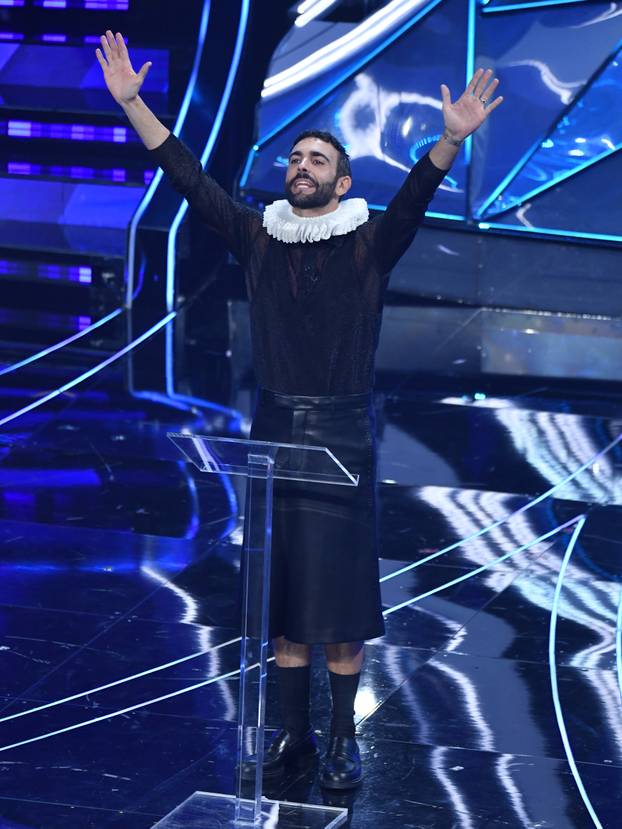 Sanremo, 74th Italian Song Festival, First Evening. Marco Mengoni and the guests on stage