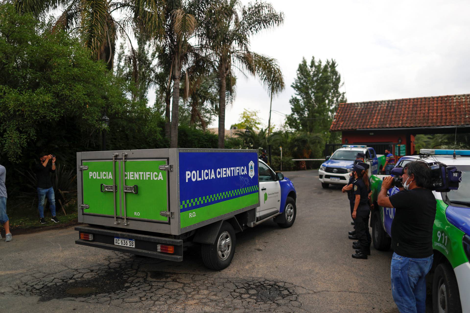 Scientific police arrives at the house where Diego Maradona was staying, in Tigre