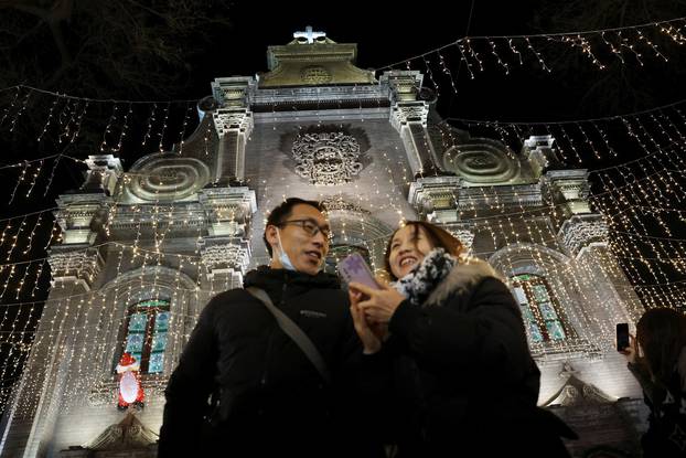 Christmas Eve mass at Catholic church in Beijing