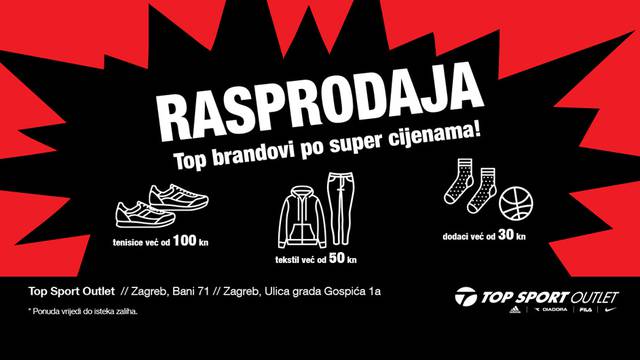 Velika rasprodaja u Top Sport outlet prodavaonicama