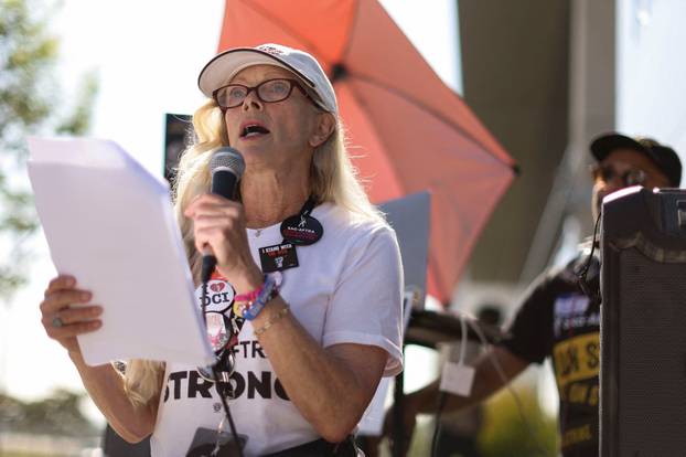 SAG-AFTRA members walk the picket line during their ongoing strike in Los Angeles