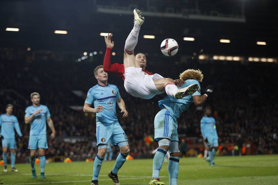 Manchester United's Zlatan Ibrahimovic attempts an overhead kick