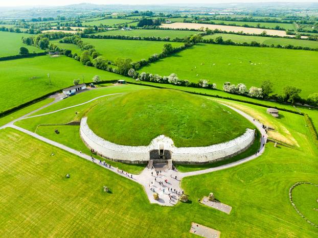 Newgrange, a prehistoric monument built during the Neolithic period, located in County Meath, Ireland. UNESCO World Heritage Site.
