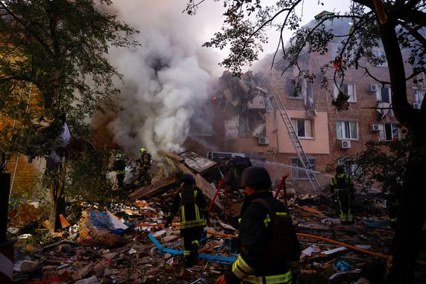 Aftermath of a Russian missile and drone attack in Kyiv