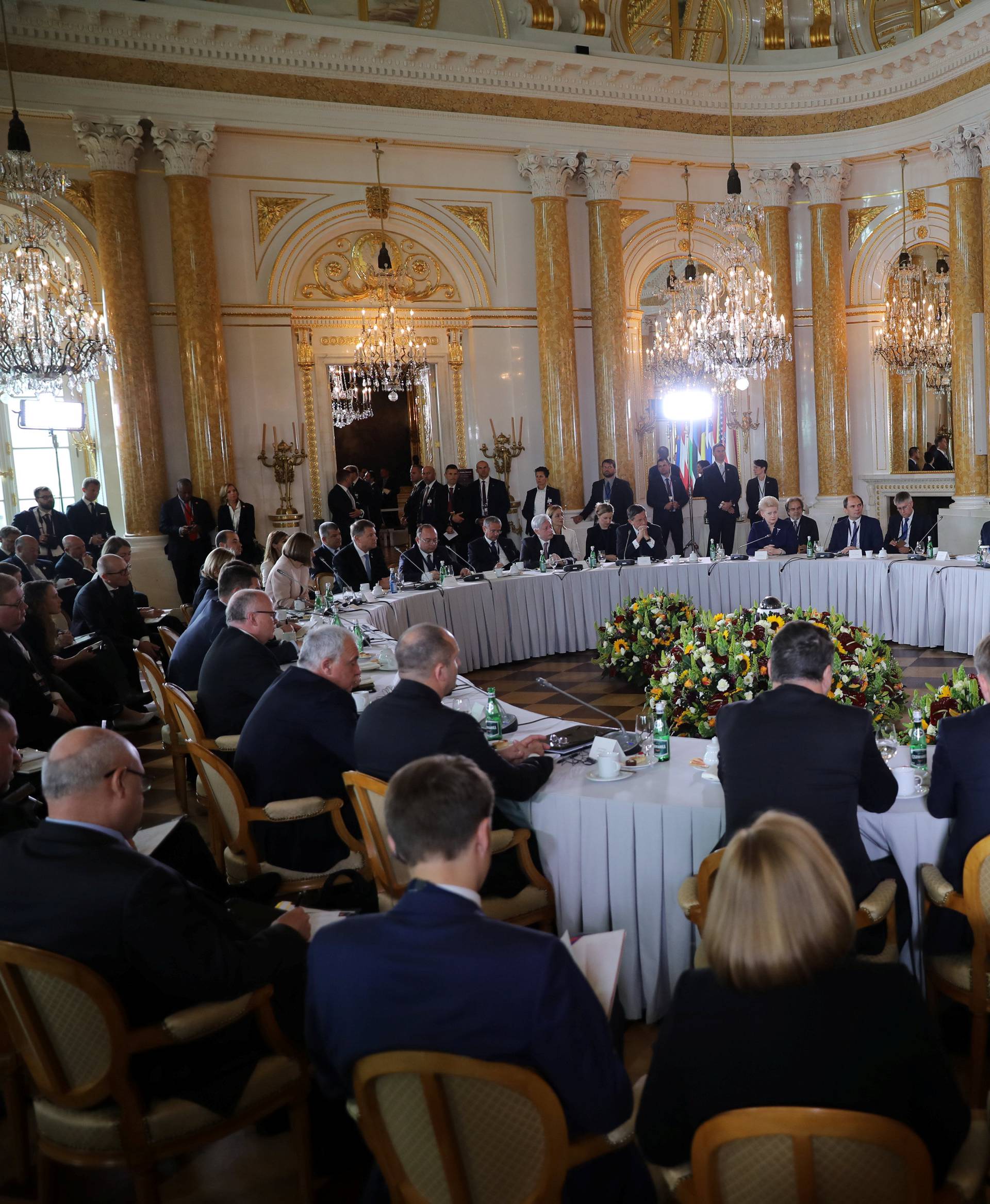 U.S. President Donald Trump, Polish President Andrzej Duda and Croatian President Kolinda Grabar-Kitarovic attend the Three Seas Initiative Summit in Warsaw